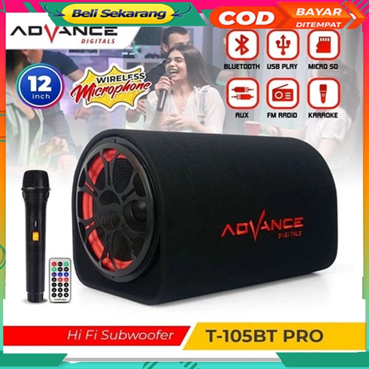 Speaker Advance 12 Inch T105BT PRO+Mic Wireless Bluetooth speaker 12 Inch Super Bass Speaker Karaoke