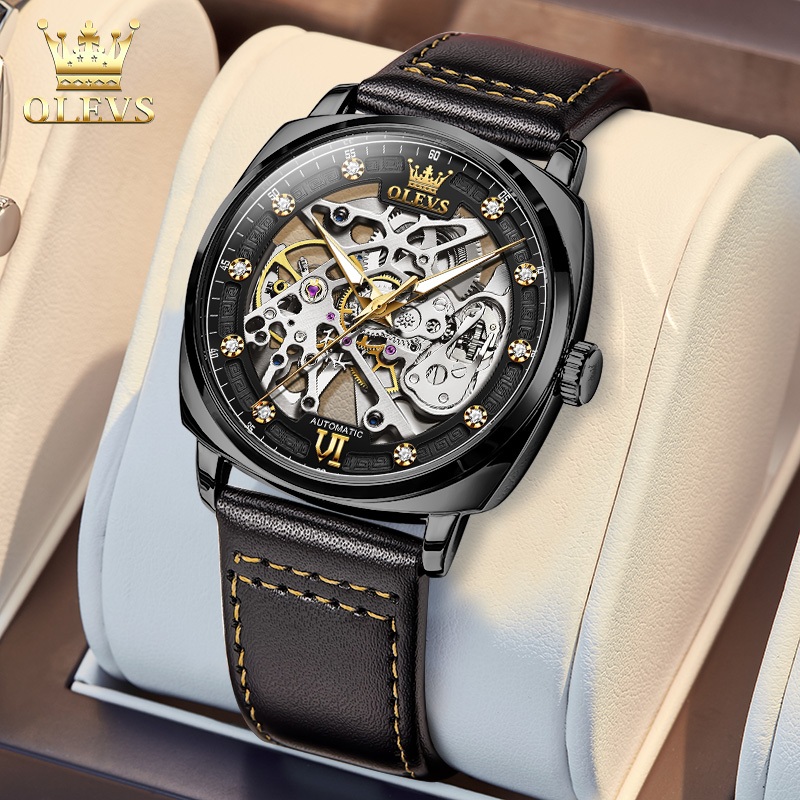 PROMO OLEVS Jam Tangan Pria Anti Air Original Automatic Watchbrands Luxury Kotak Hadiah Keren