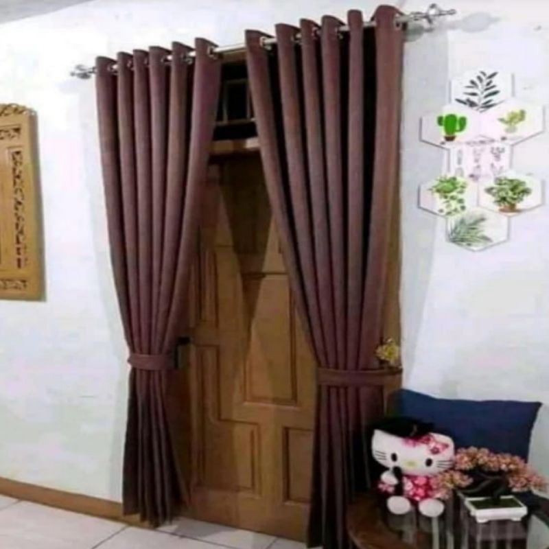 Gorden Smokring Premium Tirai pintu jendela Kamar Tidur minimalis BlackOut