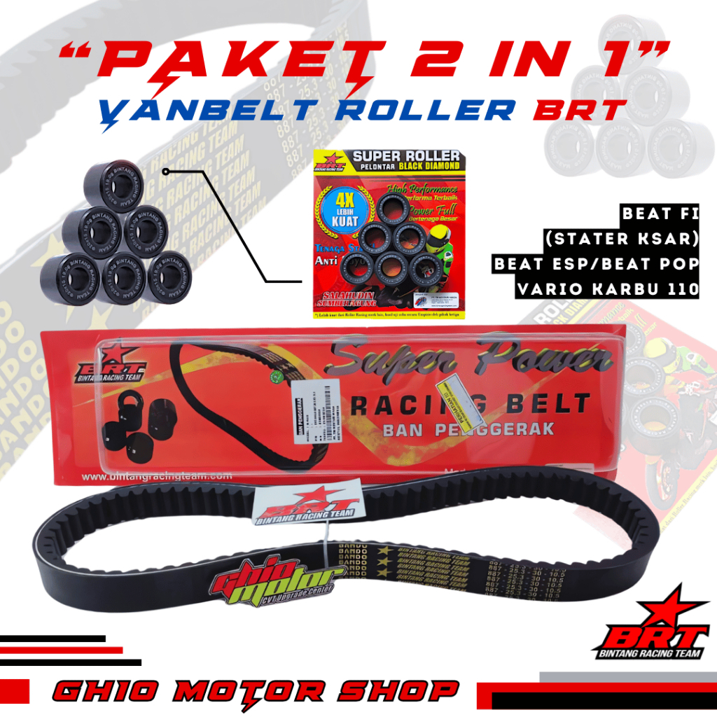 Vbelt & Roller BRT Vanbelt Beat Fi Esp Vario Karbu Beat Street Scoopy Fi & Esp V Belt Set Roller BRT