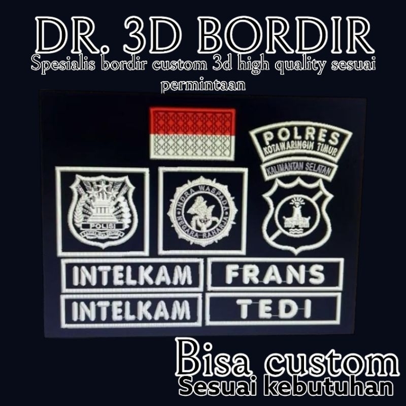 Bordir 3d Timbul Rompi Polri Intelkam Custom 3d Timbul Sesuai Permintaan new