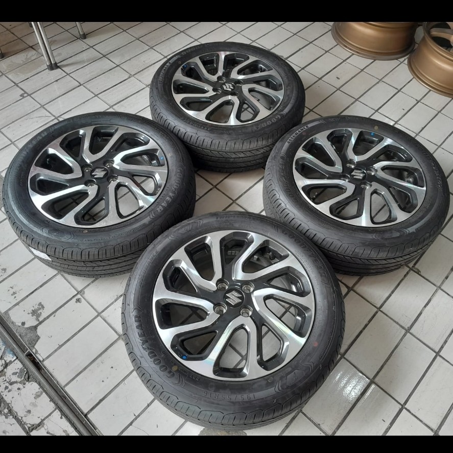 VELG MOBIL SEKEN OEM STD COPOTAN NEW BALENO RING 16 LEBAR 6 PCD 4X100 G/P PLUS BAN GY 195 55 R16PNP 