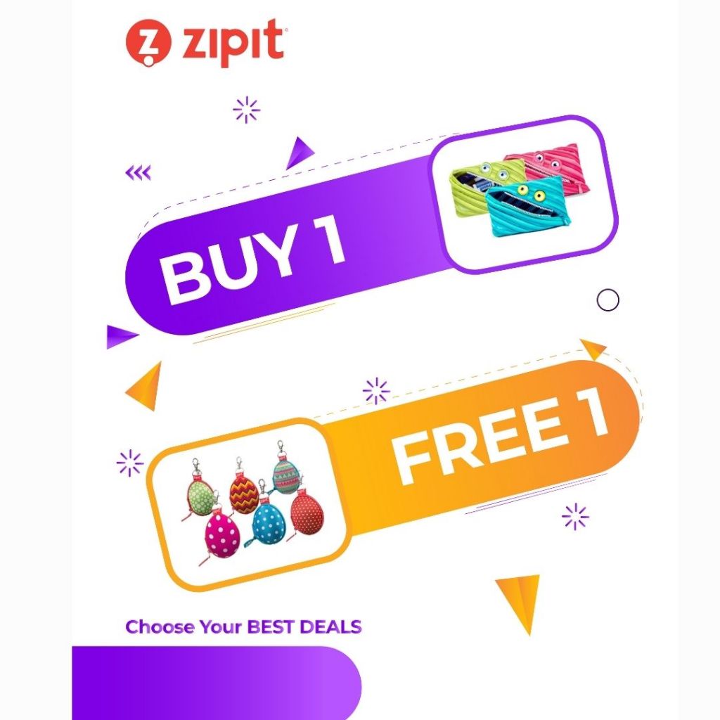 

[B1G1] Zipit Wildings Jumbo Pouch - Hitam + Zipit Easter Egg Keychain