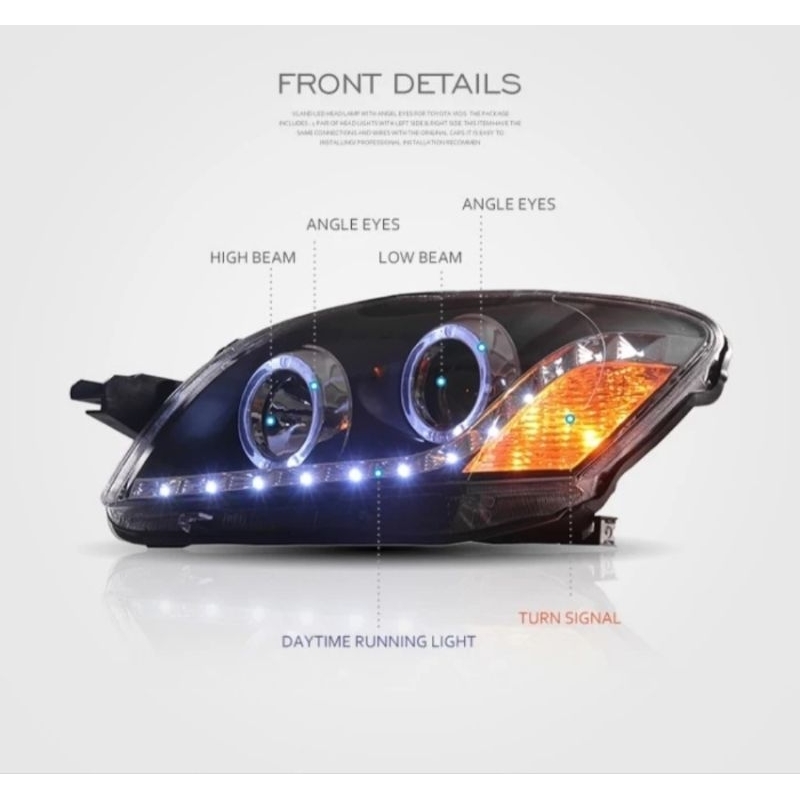 HEAD LAMP VIOS GEN2 2007-2013 PROJECTOR LED BLACK