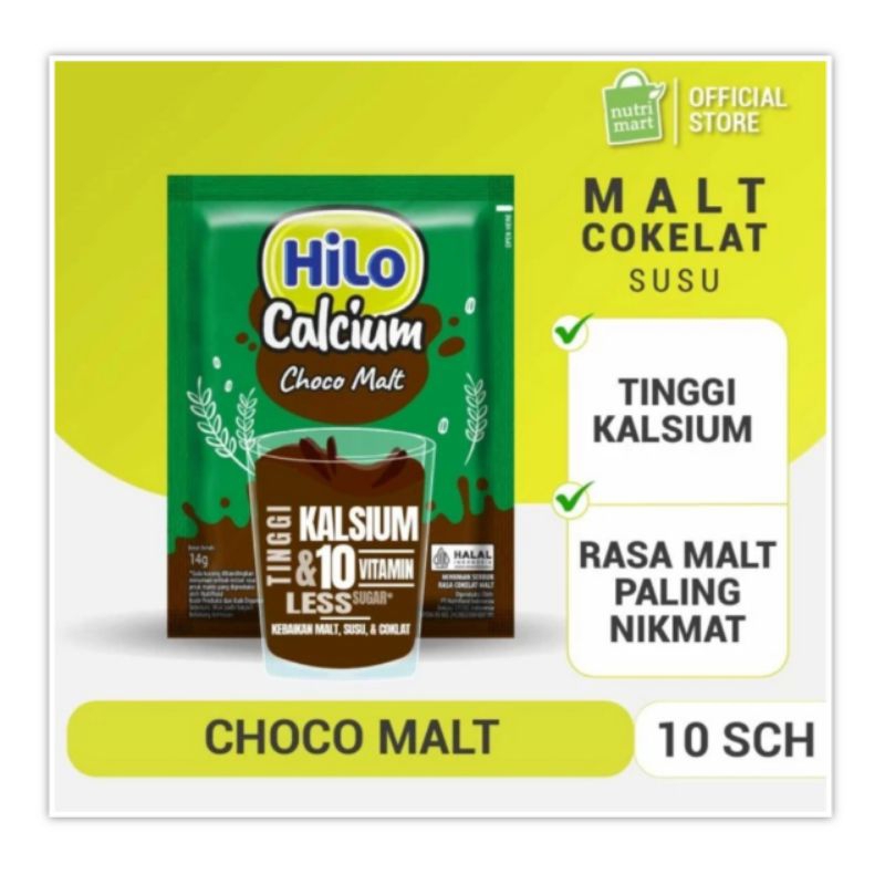 

Hilo Calcium Choco Malt 10 sachet 1 renceng Susu Tinggi Kalsium