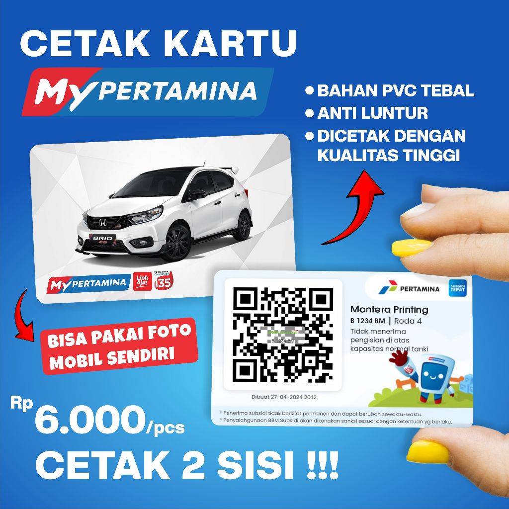 

Kartu My Pertamina Bahan PVC Card Tebal Sehari Jadi