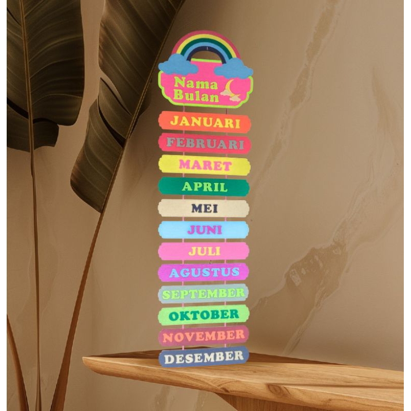 Nama Bulan Flanel/Edukasi anak TK/SD dari Flanel cutting / Hiasan kelas SD