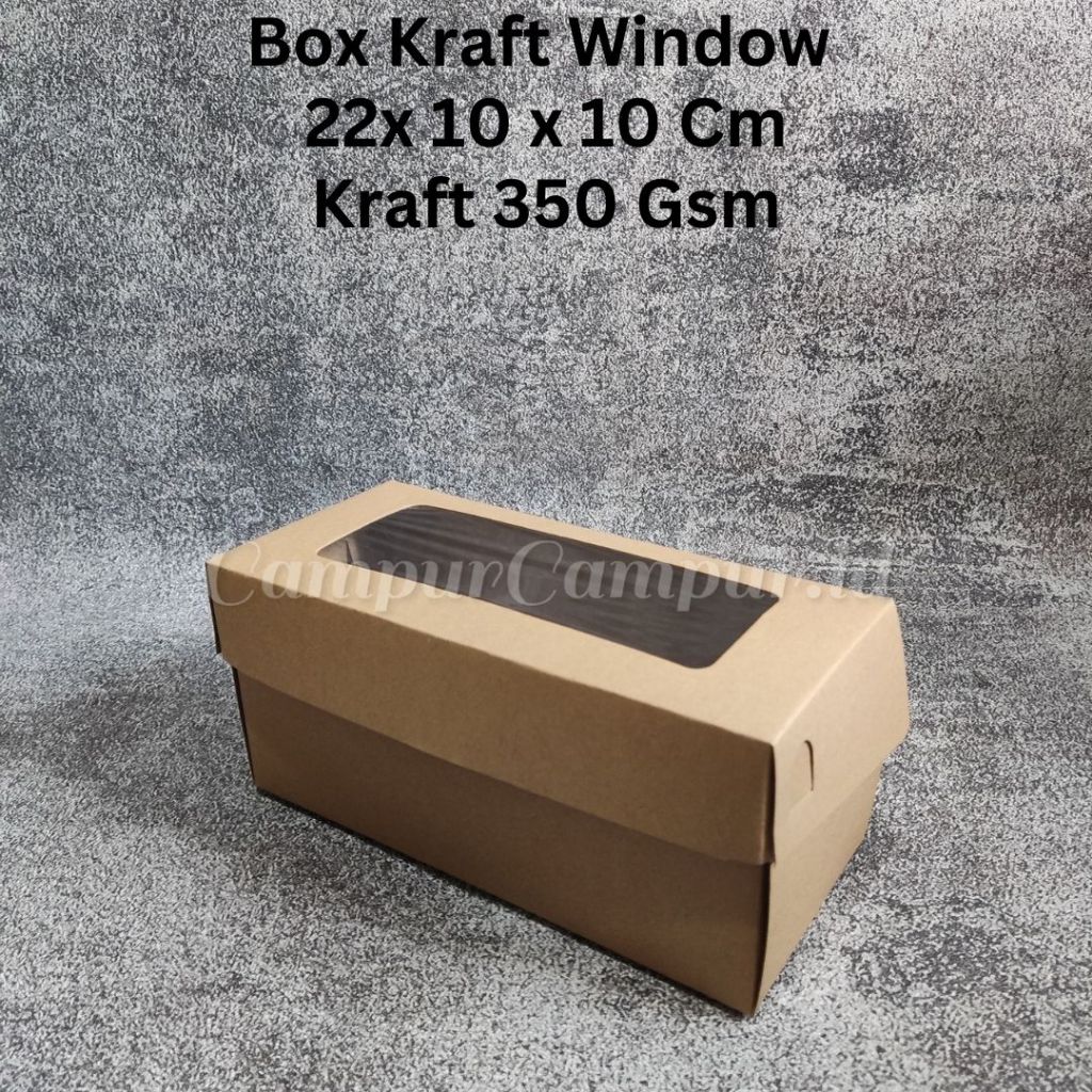 

Box Kraft Coklat Laminasi Jendela Window Mika Cocok Untuk Robar 22x10x10 Untuk Kotak Kue Roti Baka bolu Brownis Roti Snack