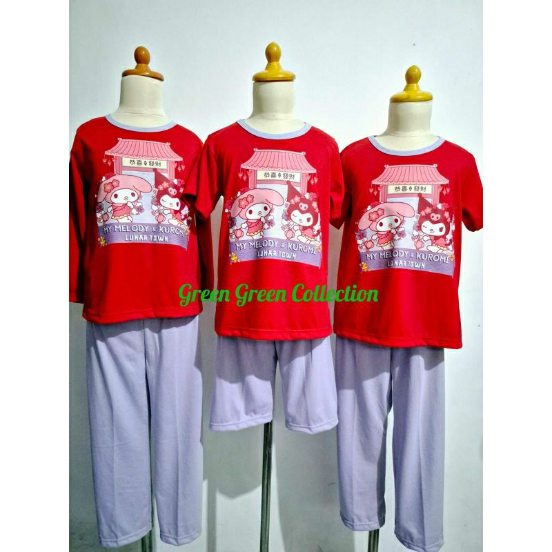 Piyama merah Kuromi dan my melody