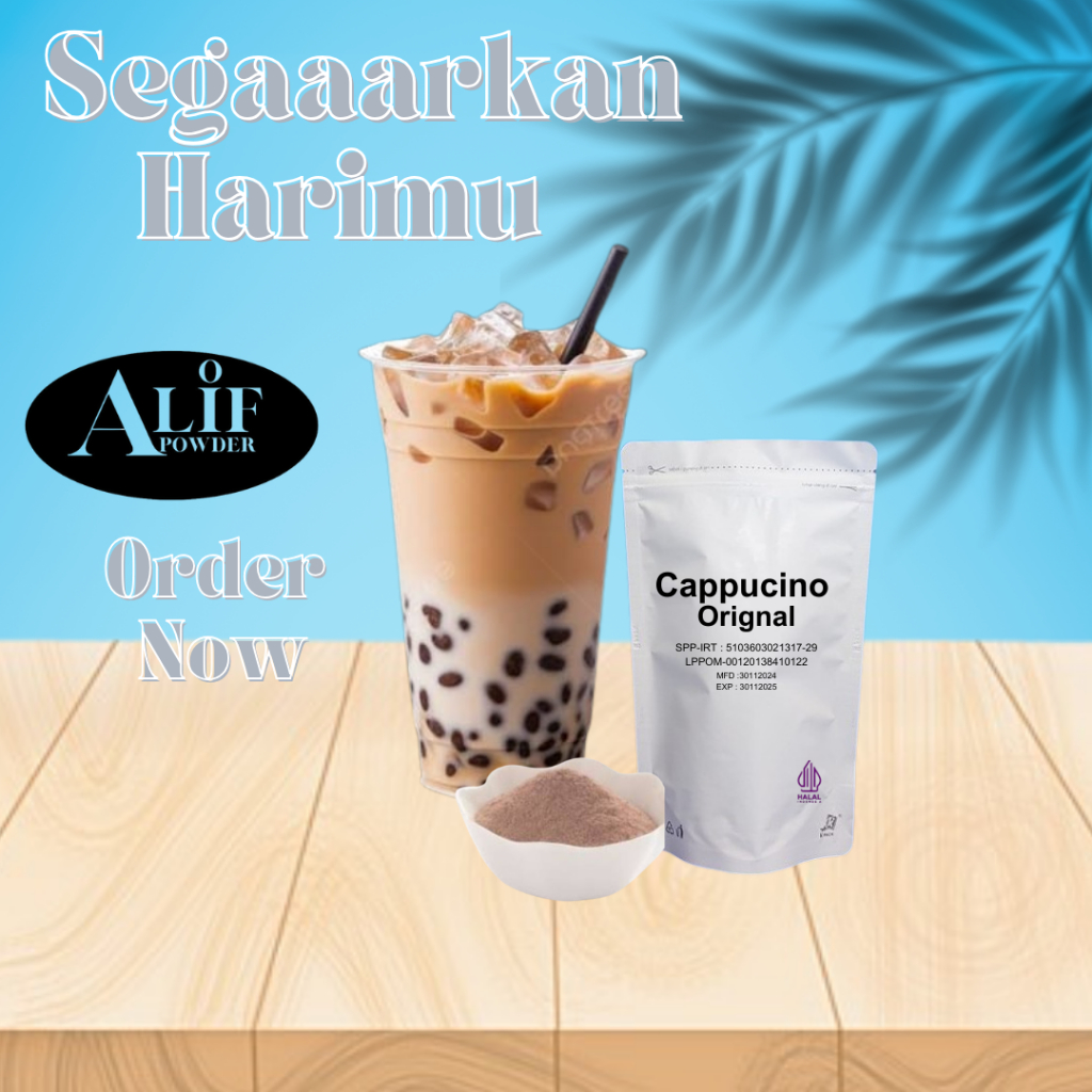 

Bubuk Minuman rasa cappucino 1kg / Serbuk minuman aneka Rasa / Minuman Instan / Drink Powder/bubuk minumn instan/bubuk kikinian/es aquarium/cappucino cincau/minuman boba/boba drink