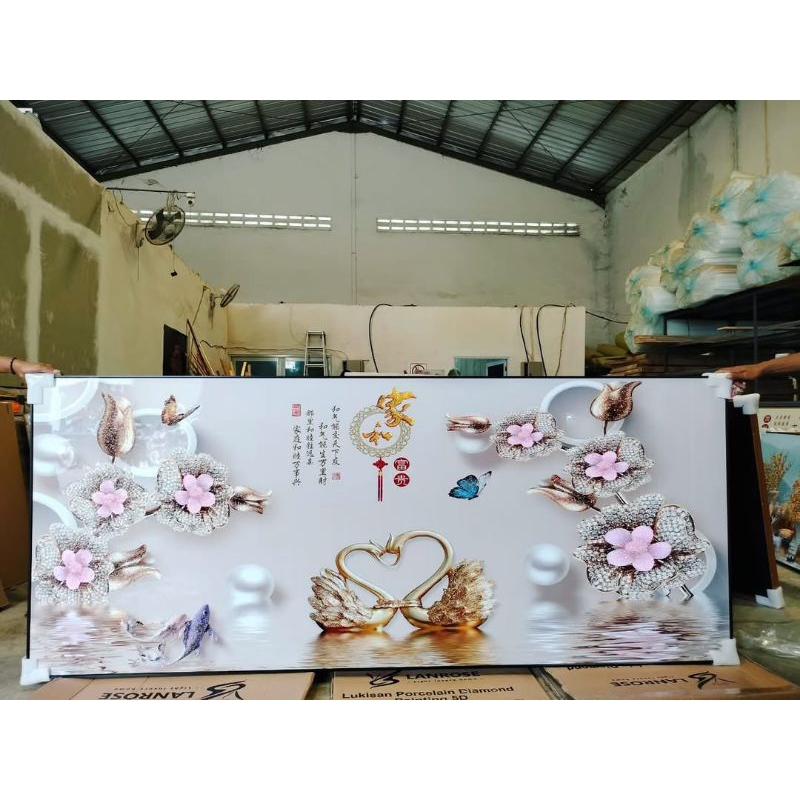 lukisan Porcelain Diamond 5d lukisan gambar angsa/pemandangan