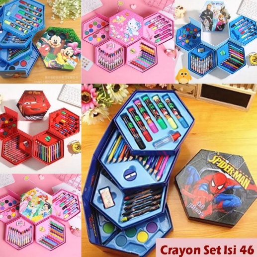 

Sedang Populer Crayon Set Karakter 46 Pcs Peralatan Menggambar Mewarnai Isi 46pcs Krayon Pencil Warna Cat Air Spidol Box Kartun Lucu Paket Kit