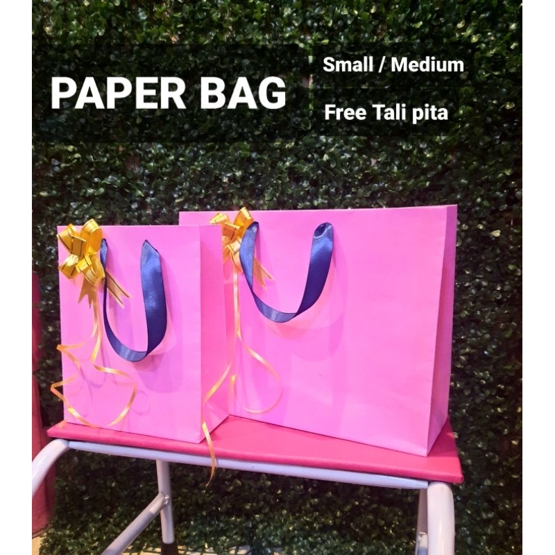 

PAPER BAG PINK POLOS FREE PITA BAHAN BRF CARD HAMPERS SOUVENIR KADO