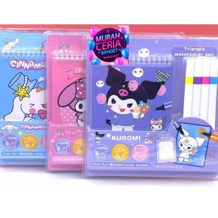 

Ready Terbatas sdb13 Sanrio Painting Set Buku Gambar Pensil Warna Kuromi Melody Paint Set Coloring Book Kids