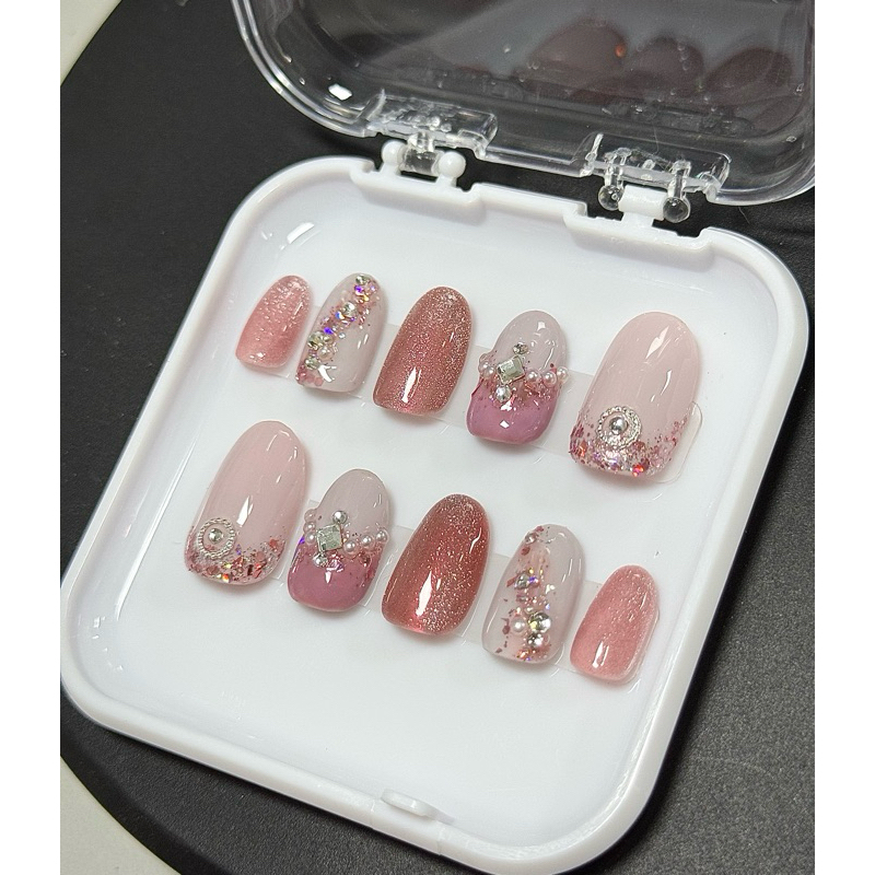 Pink Wedding Nail Art | Press On Nails | Nail Art | Custom Nail Art | Fake Nail Art | Premium Nail A