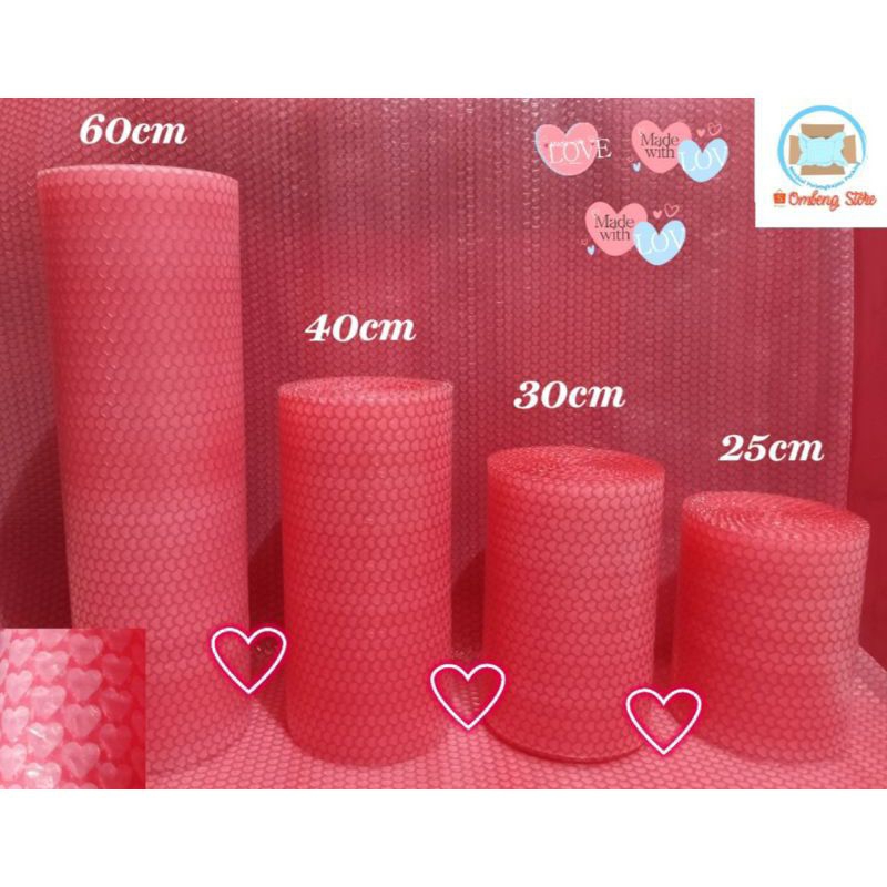 

BUBBLE WRAP PINK LOVE TEBAL SUPER PREMIUM /BUBBLE WRAP ROLL /PANJANG 5 METER