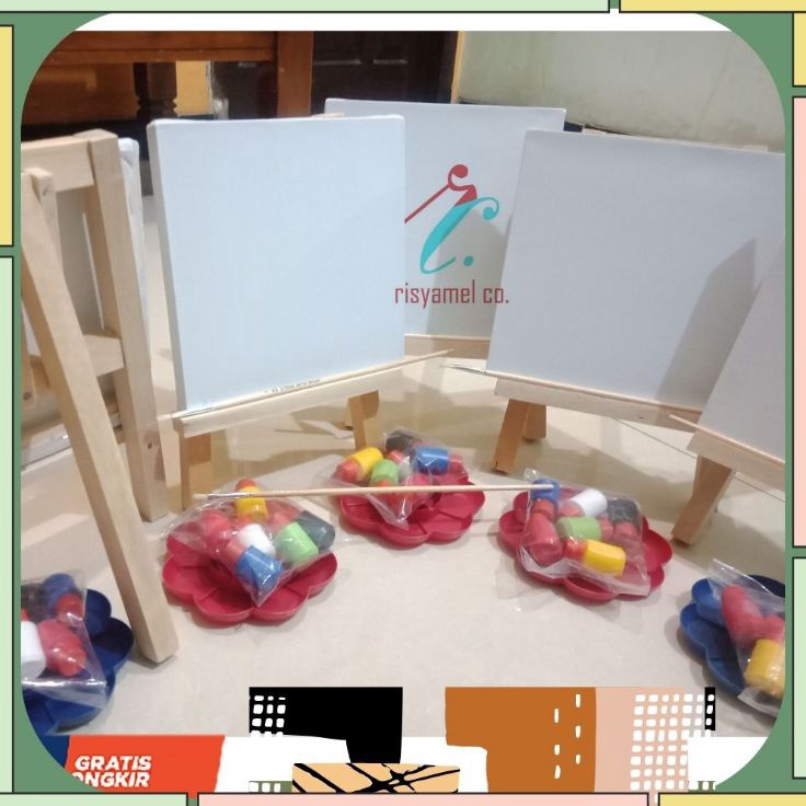 

Dijamin Baru Risyamelco Paket Lukis Lengkap Akrilik Kanvas Kuas Joyko BR5BR6 Pensil Penghapus Easel Palet CatALL IN ONE PAINTING KIT KADO Ulang Tahun