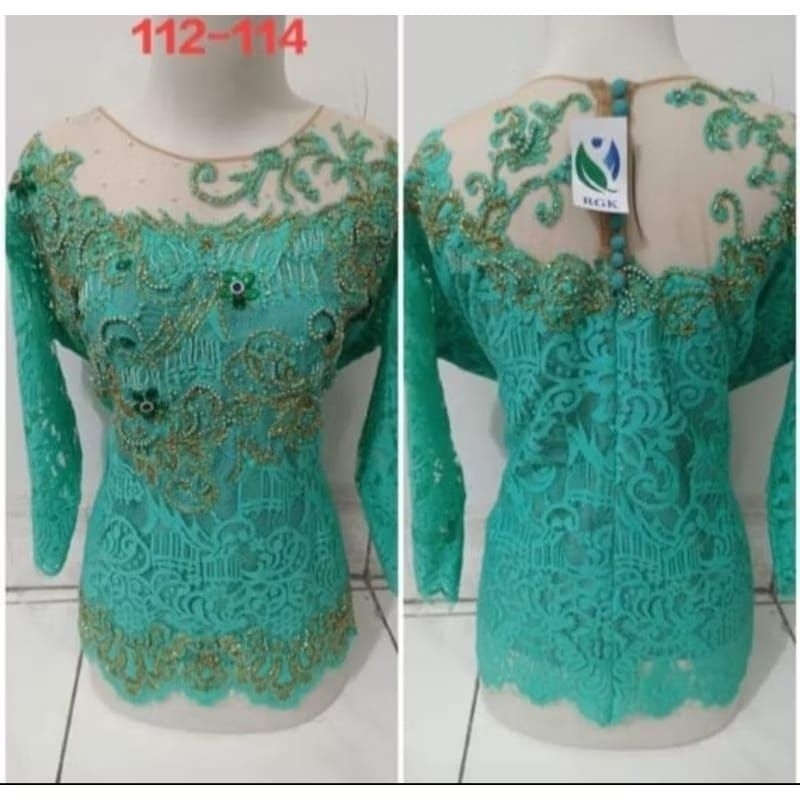 Kebaya jadi semiprancis lengan mentel payet warna biru wardah muda