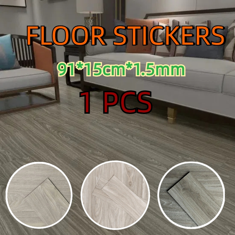 [COD] 1 PCS Ubin Lantai Tempel Vinyl Papan Kayu 91cmX15cm / Stiker Lantai Perekat Ubin Lantai Kayu