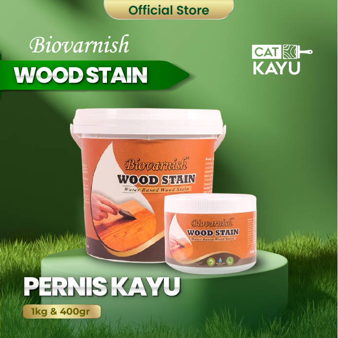 Plitur Kayu 1kg BIOVARNISH WOODSTAIN Water Based Cepat Kering Tidak Bau