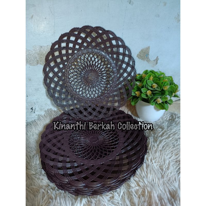 (2 LUSIN) PIRING ANYAMAN ROTAN PLASTIK / PIRING PLASTIK LUSINAN / PIRING ROTAN / PIRING BAKARAN MURA