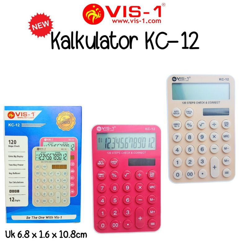 

KALKULATOR VIS 1 KC-12 / VIS1 KC12 12 DIGIT CALCULATOR MINI MINIMALIS DISPLAY BESAR BATERAI DAN PANEL DASAR LUCU ESTETIK MURAH ALAT HITUNG ALAT TULIS SEKOLAH ATK KANTOR KULIAH KAMPUS STATIONERY / M21 STATIONERY JOGJA
