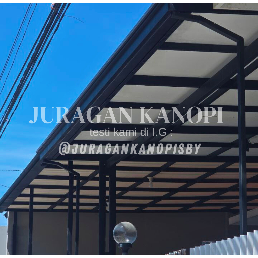 Kanopi baja ringan plafon grc + atap spandek terpasang