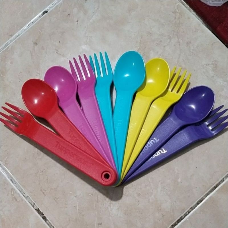 Promo Tupperware Cutlery set Sendok garpu plastik bawa bekal anak alat makan peralatan spoon fork na