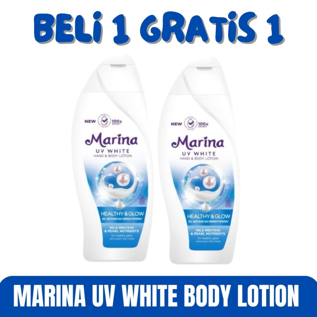 Zonacantik [BUY1GET1] MARINA UV WHITE HAND & BODY LOTION HEALTHY GLOW - HAND BODY MARINA 185ml
