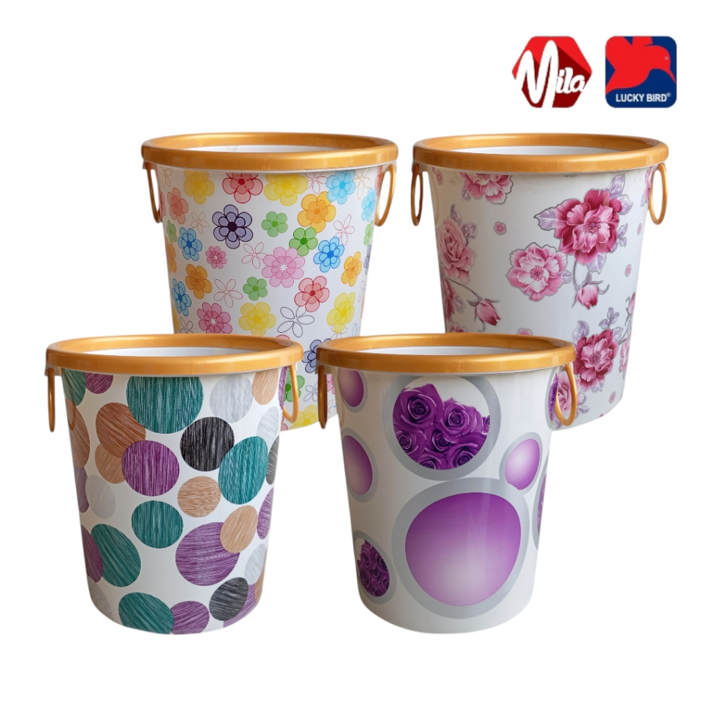 Tempat Sampah Motif LUCKY BIRD Bahan Plastik Anti Pecah