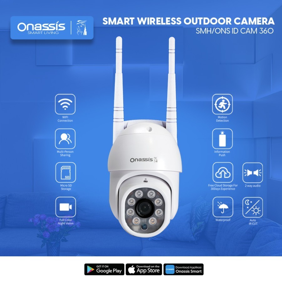Onassis Smart Camera CCTV Outdoor Cam 360 Motion Tracking PTZ