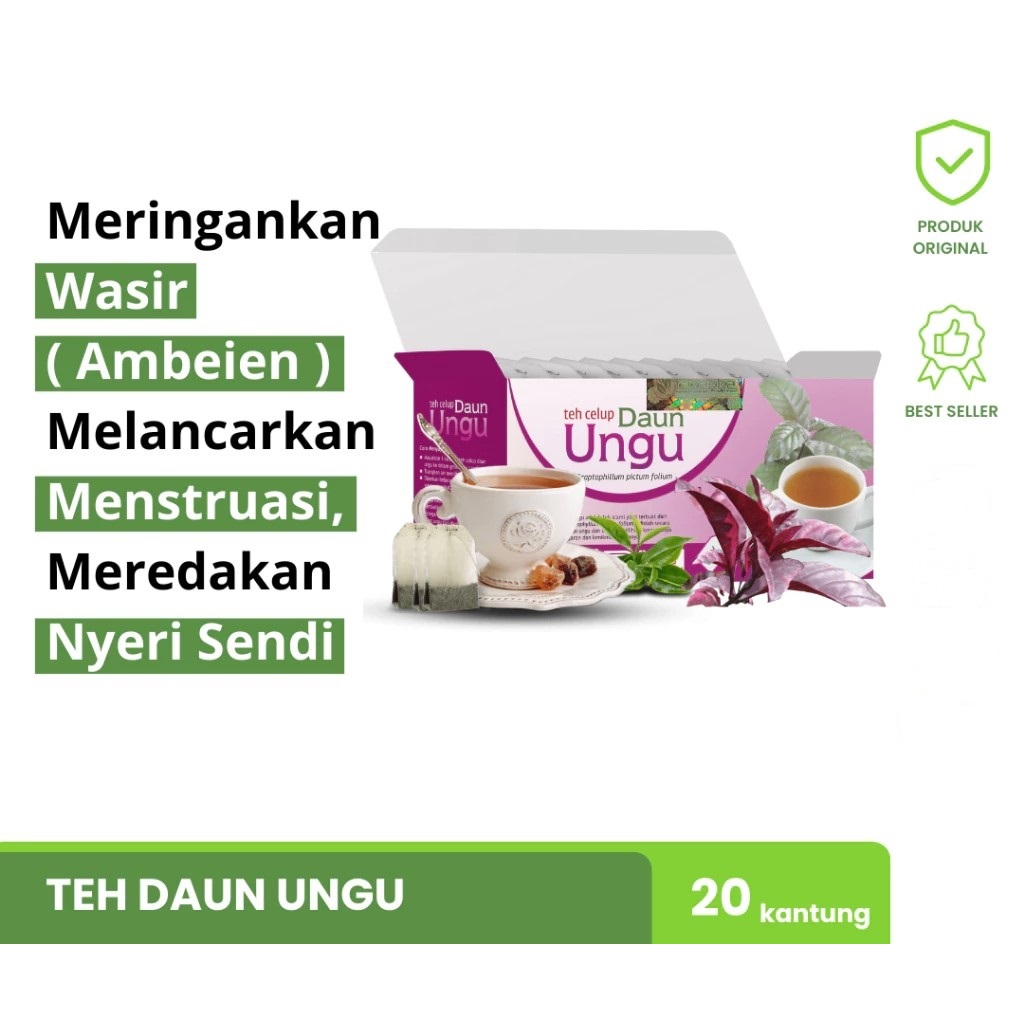 

Teh Celup Daun Ungu Herbal membantu mengatasi Wasir / Ambeien, Sembelit alami 20 kantong ORIGINAL