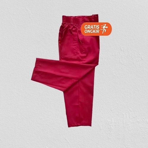 BAWAHAN SERAGAM SEKOLAH SD CELANA PANJANG MERAH LAKI-LAKI BAHAN DRILL ADEM COD