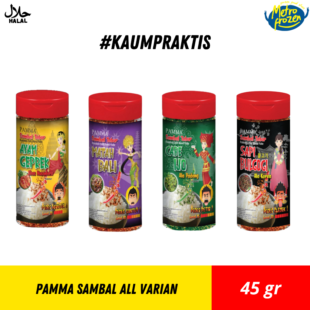 

PAMMA Sambal Ayam Geprek, Cabe ijo & Matah Bali 45gr //pamma sambal ayam geprek //pamma cabe ijo //pamma sambal matah bali