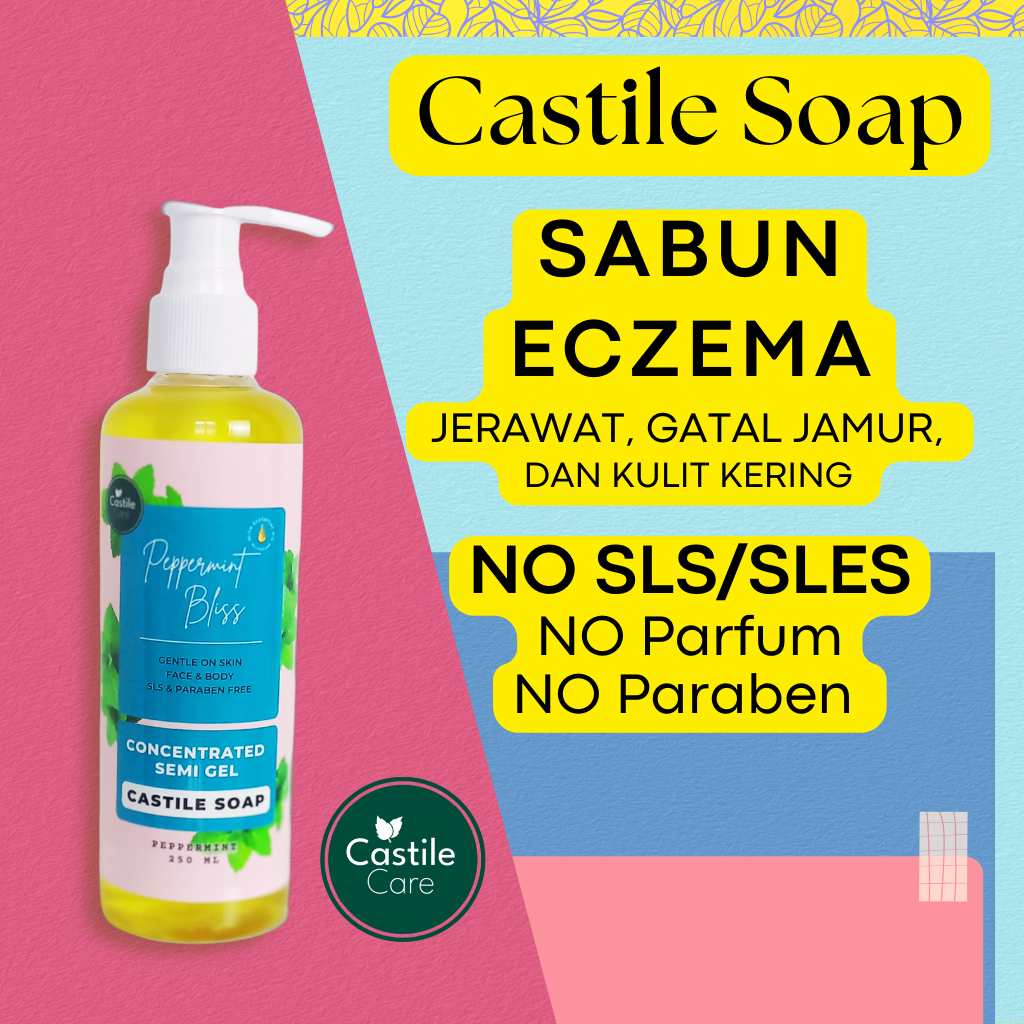 Castile Care Peppermint Baru pure castile soap sabun mandi cair alami