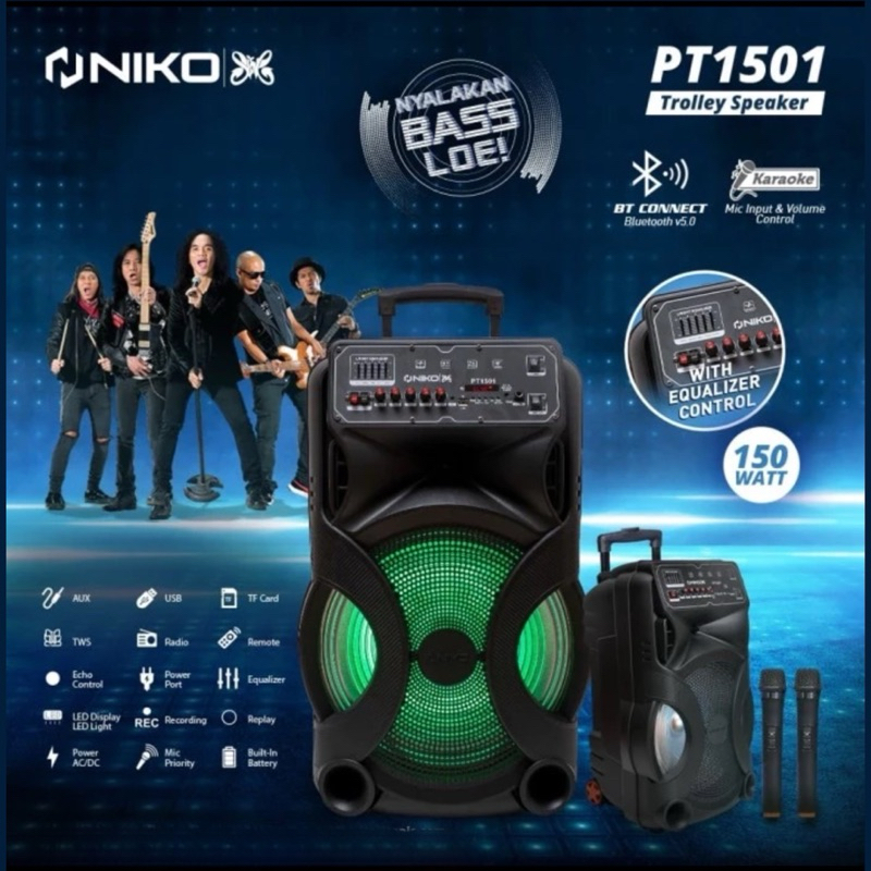 NIKO PT1501 Trolley Speaker Karaoke bluetooth