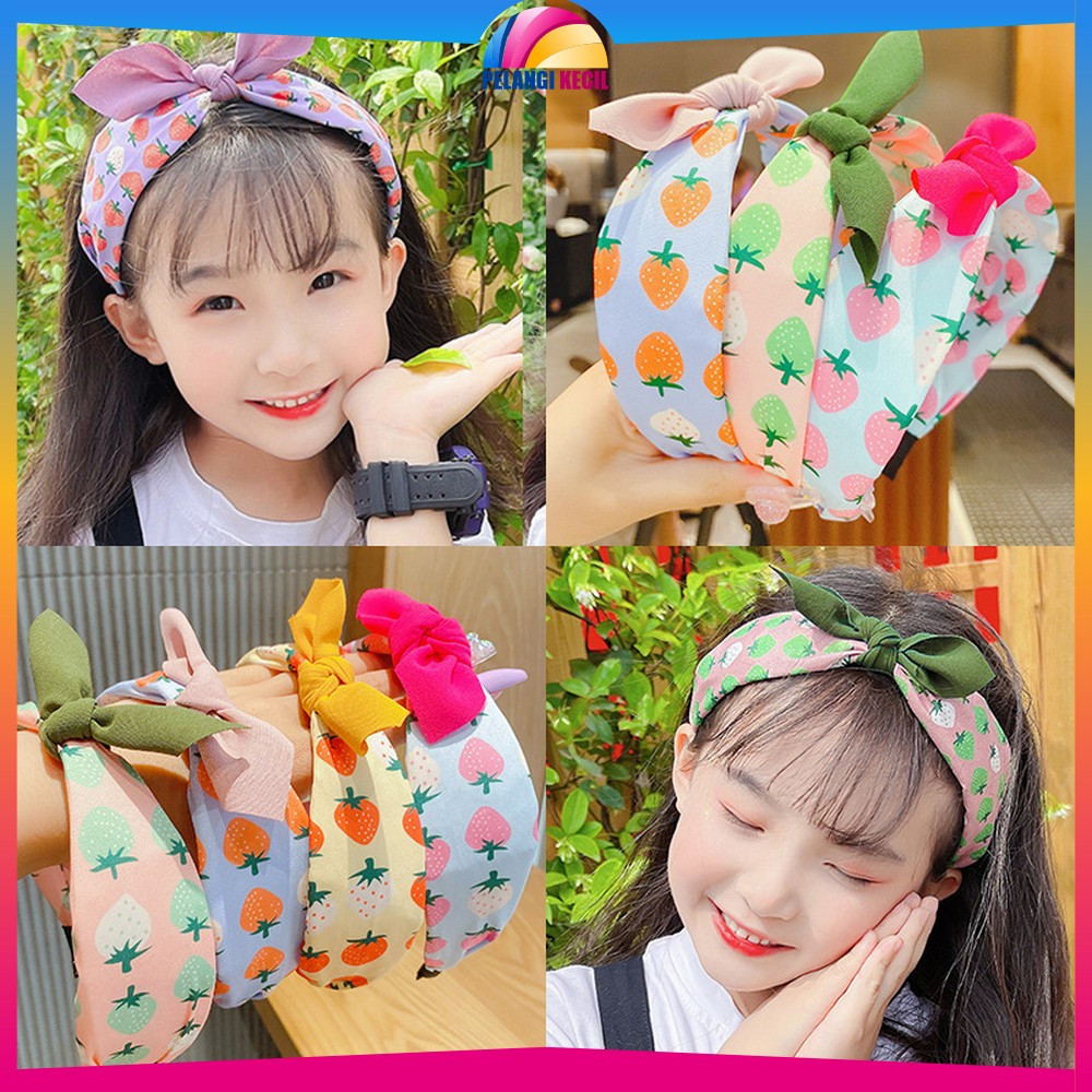 Bandana Kain Anak Motif Pita Kupu Model Simpul / Bando Headband Aksesoris Rambut Wanita Korean Style