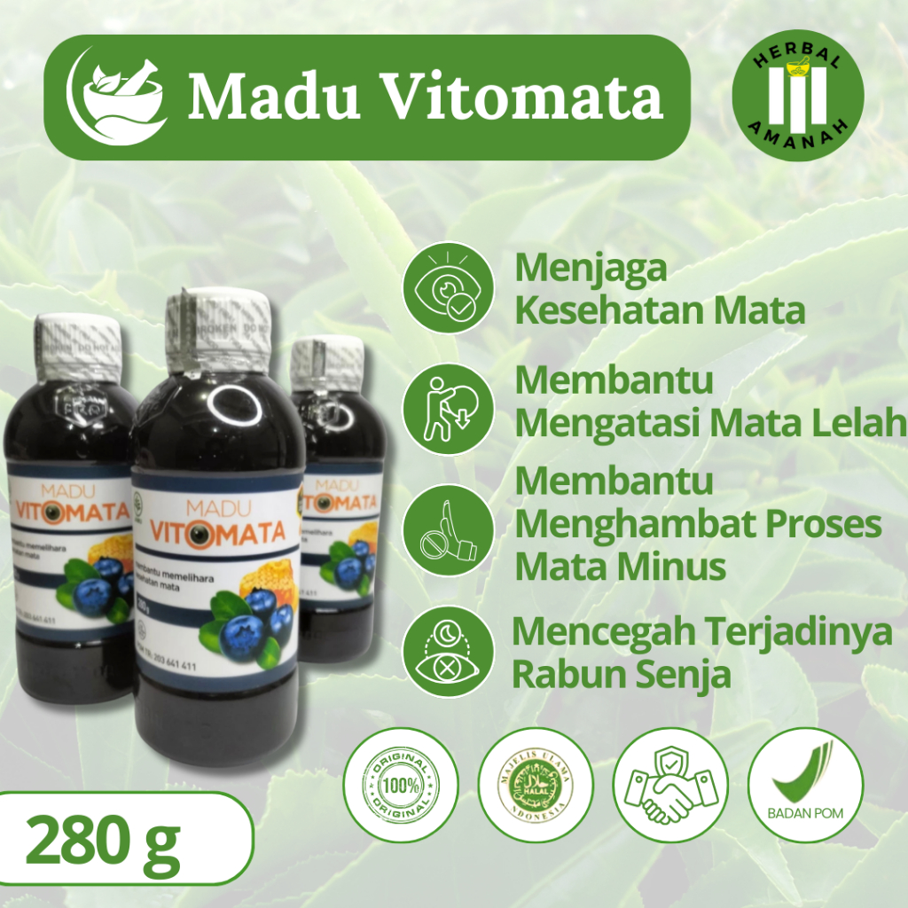 

BISA COD MADU VITOMATA 100 % ORIGINAL MEMBANTU MEMELIHARA KESEHATAN MATA - Obat mata Minus katarak Rabun Mata berair