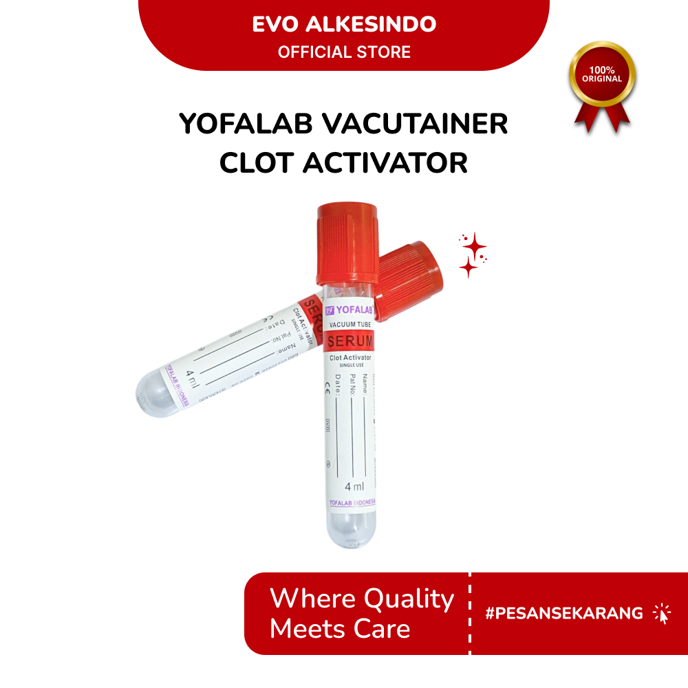 YOFALAB CA (Clot Activator) Vacutainer | Tabung Vakum Sampel Darah dengan Clot Activator 4 ml