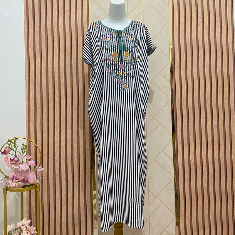 DASTER BORDIR RAYON VISCOSE MOTIF SALUR TANGAN PENDEK PREMIUM BUSUI