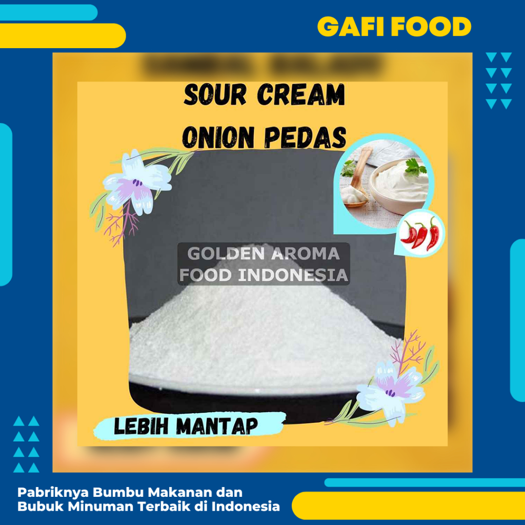 

BUMBU TABUR RASA SOUR CREAM ONION PEDAS 1 KG FOOD GRADE Bubuk Tabur Sour Cream Onion Pedas 1kg Halal