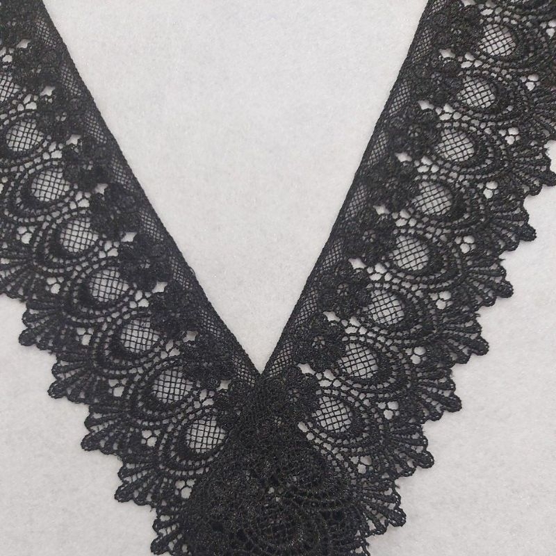 Renda Bordir Hitam Putih Lebar 8cm PER 1 METER