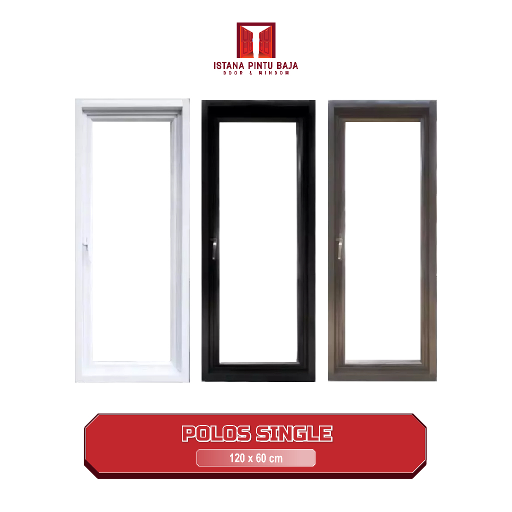 IPB - (120X60CM POLOS SINGLE) SET JENDELA ALUMINIUM MODERN LENGKAP TINGGAL PASANG JUNGKIT SLIDING SW