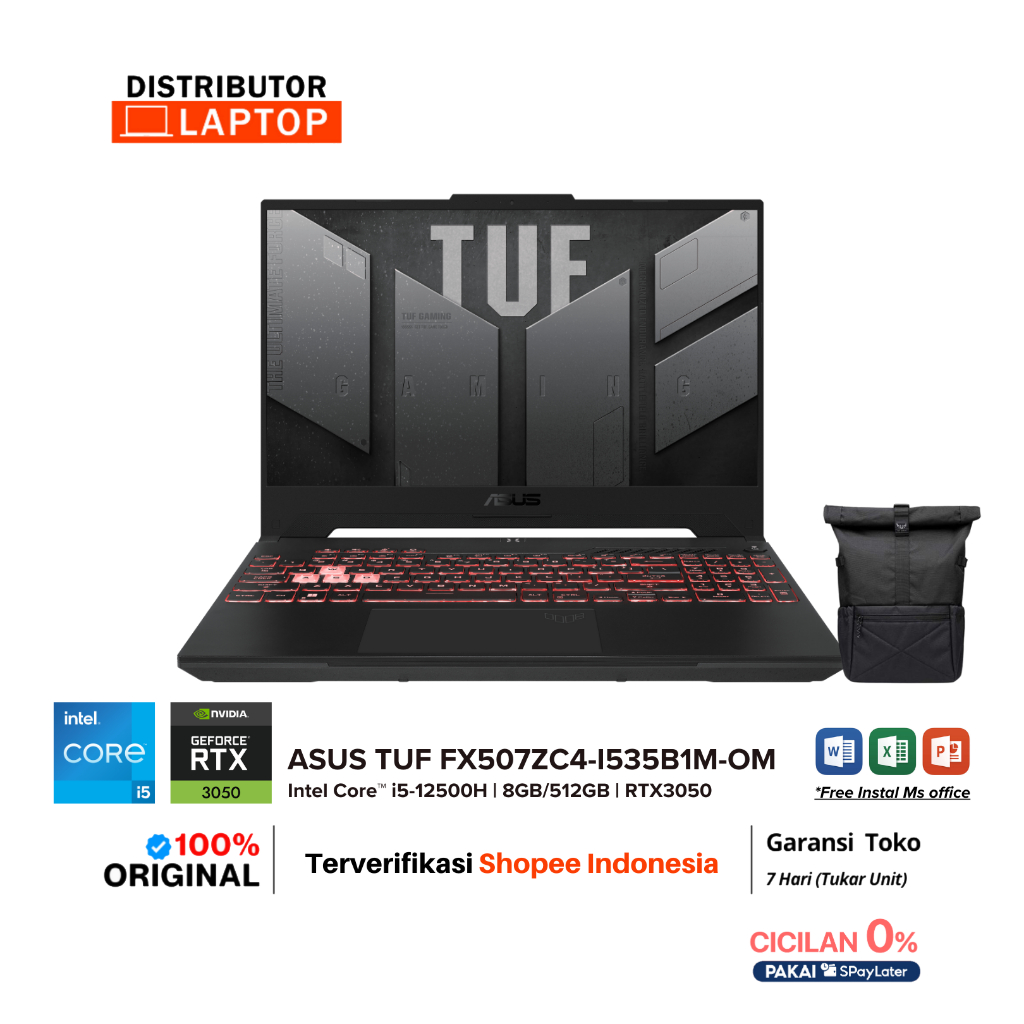 LAPTOP ASUS TUF GAMING F15 FX507ZC4 i5-12500H RTX3050 Garansi Resmi