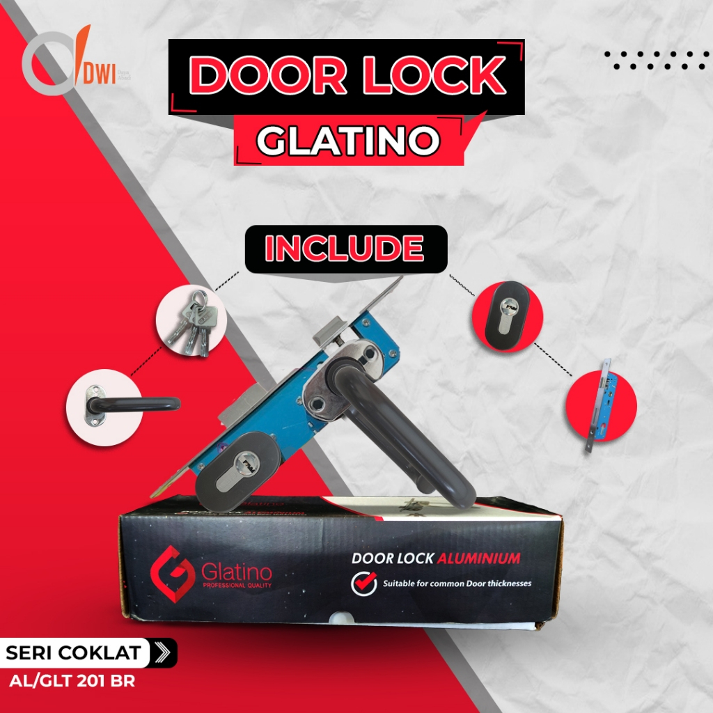 Kunci Pintu Alumunium Handleset Glatino GLT 201 PROMO 10.10
