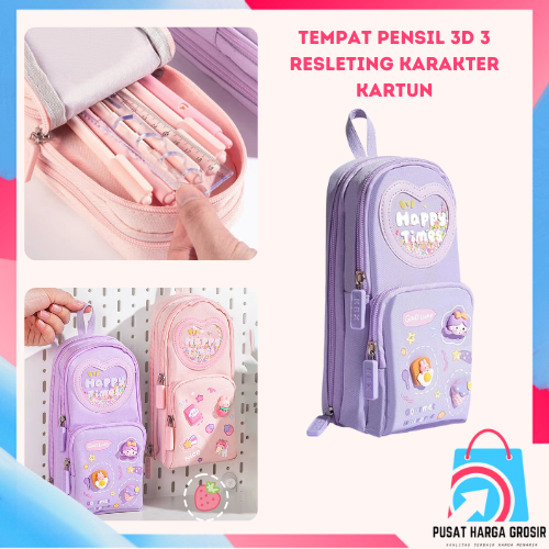 

PHG - Tempat Pensil 3D 3 Resleting Karakter Kartun Kapasitas Besar Kotak Pensil Anak Sekolah 6 Sekat Tempat Pensil Lucu Kotak Pensil Serbaguna 6 Layers Tempat Alat Tulis Perlengkapan Sekolah 3 Sisi Resleting
