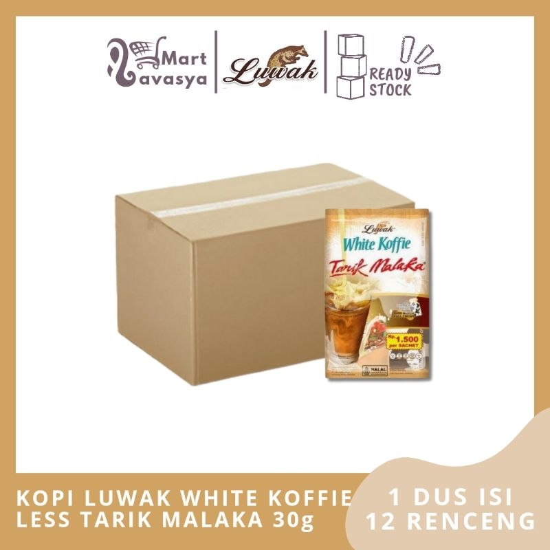 

KOPI LUWAK WHITE KOFFIE LESS TARIK MALAKA 30g - 1 DUS ISI 12 RENCENG - KOTA BANDUNG - LAVASYA MART