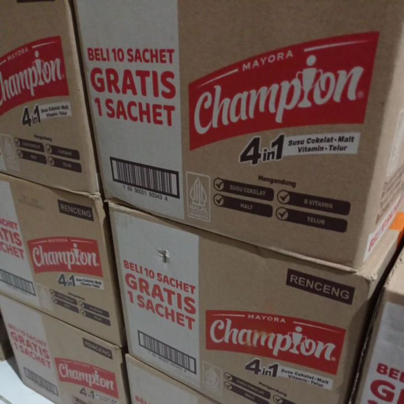 

Energen Champion 1 Karton isi 12 Renceng (1 Renceng 10 + 1 Sachet)