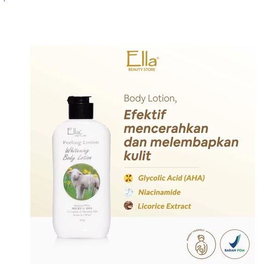Ella Skincare Peeling Lotion with Glycolic Acid, Licorice Extract & Niacinamide - Body Lotion untuk 