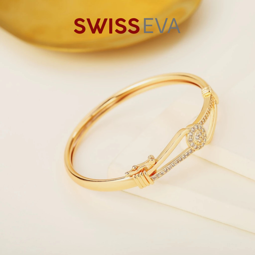 SWISSEVA  Jewellery Gelang Wanita Gelang Minimalis Kristal Daily Wanita Anti Luntur Titanium Zirkoni